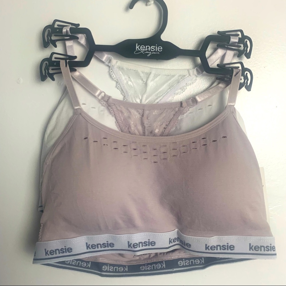 Kensie Lingerie 2pk seamless comfort tag free white & tan bra - Medium